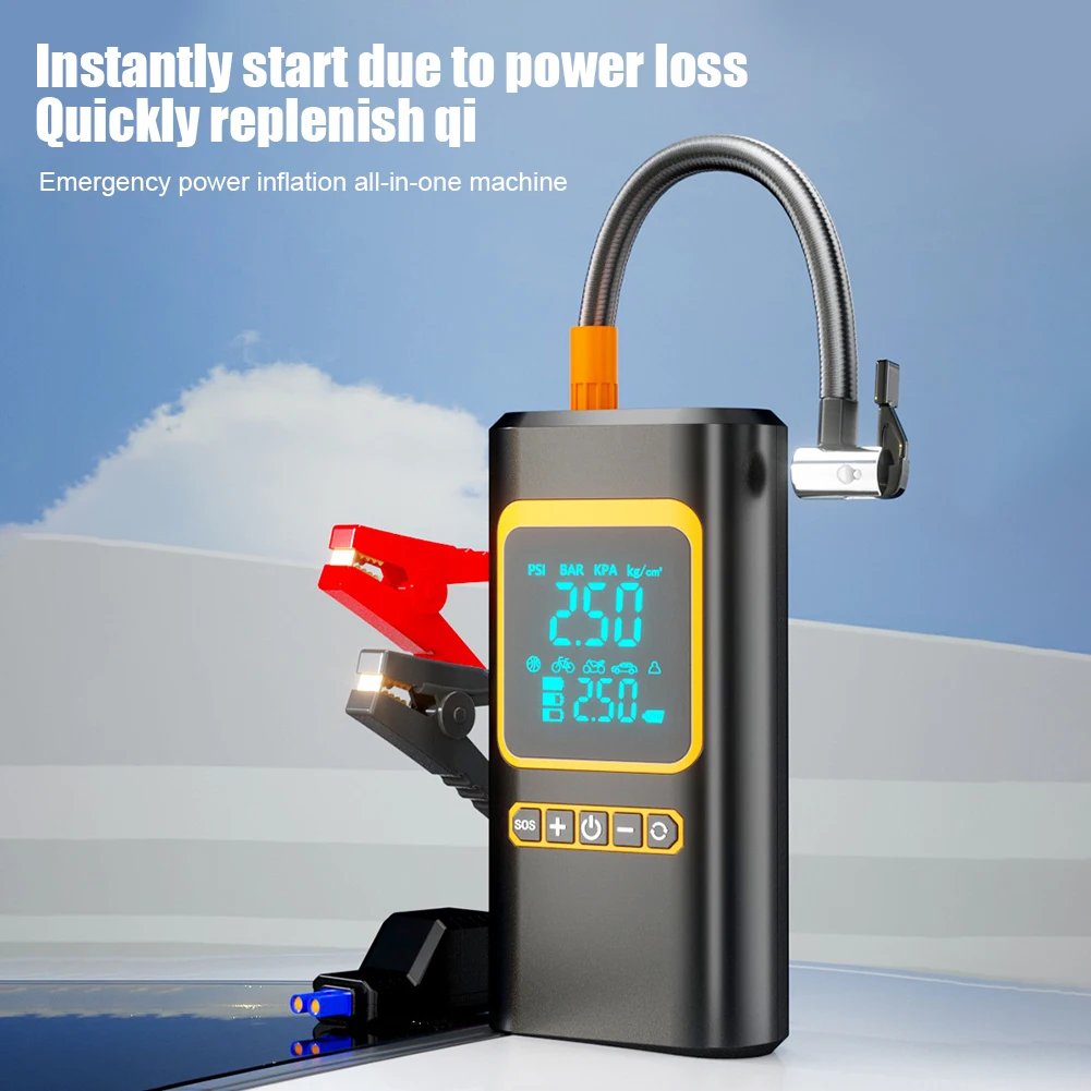 120W 1000A Car Jump Starter Power Bank 4 In 1 150PSI Air Compressor Tire Inflator Portable Battery Booster with LED Flashlight