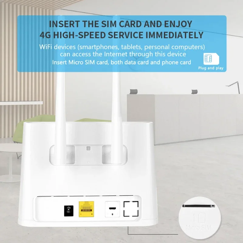 KuWfi CAT4 4G LTE Router 300Mbps Wirelress Wifi Router with SIM Card Slot Ethernet Port Support Detachable Antenna LCD Display