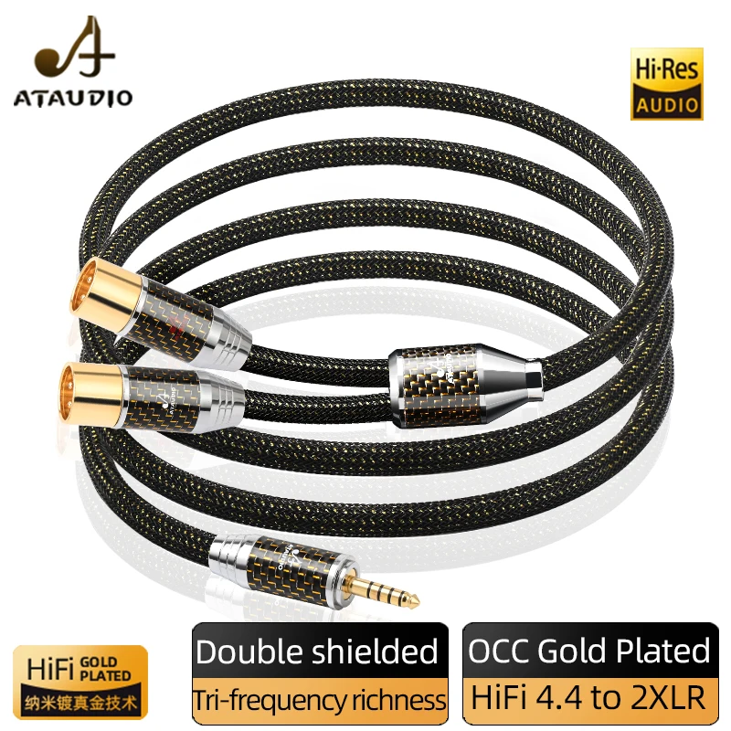 ATAUDIO HiFi 4.4mm to 2XLR Cord for Speaker Hi-end OCC Gold-plated 4.4mm to 2XLR Male&Female Splitter Y Adapter HiFi Audio Cable