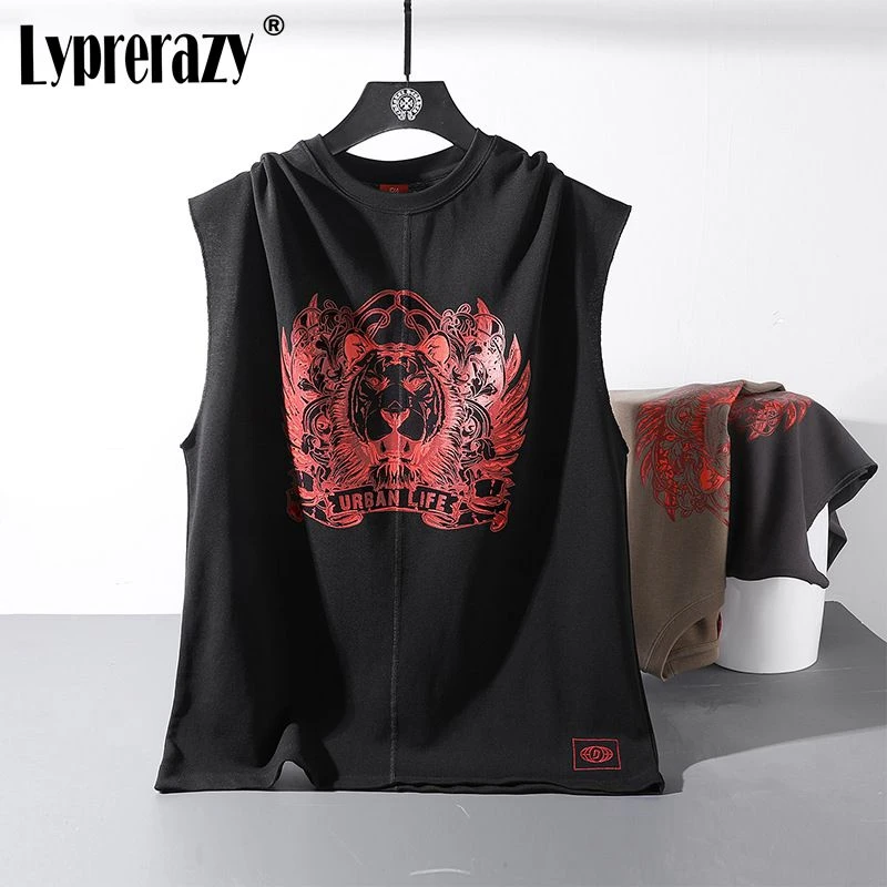 

Lyprerazy Men National tide Printing Sleeveless T-shirt Summer Loose Exercise Fitness Tops Vest