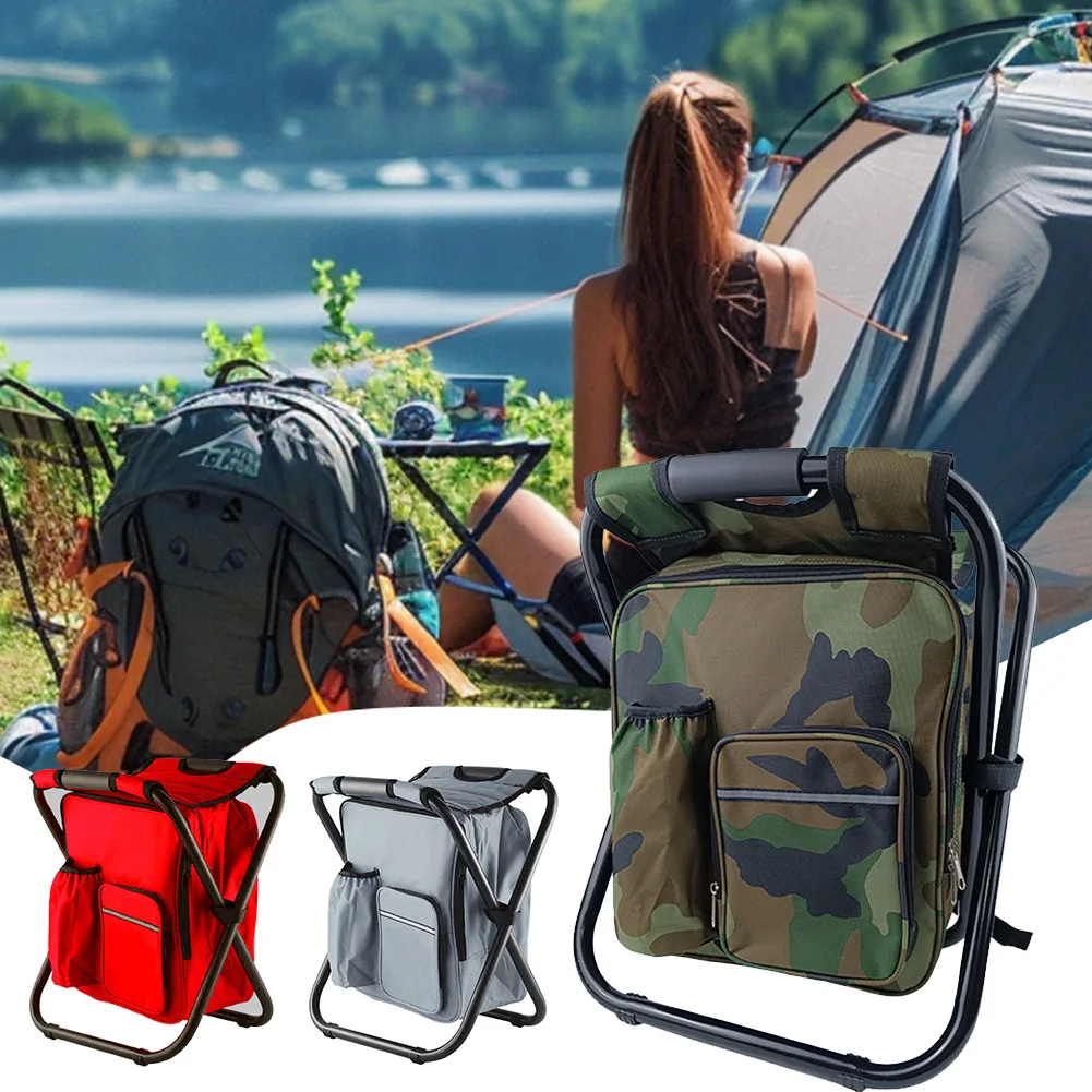 

Outdoor Camping Portable Ice Pack Stool, Multifunctional Folding Fishing Magpie, Insulated Backpack Chair,for Outdoor Activities