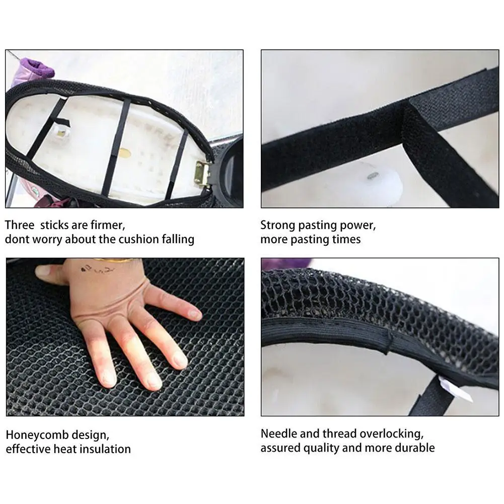 Motorfiets 3d Mesh Stof Anti-Slip Pad Scooter Seat Elektrische Fiets Seat Cover Zomer Ademende Hoezen Kussen Net Hoes Nieuw