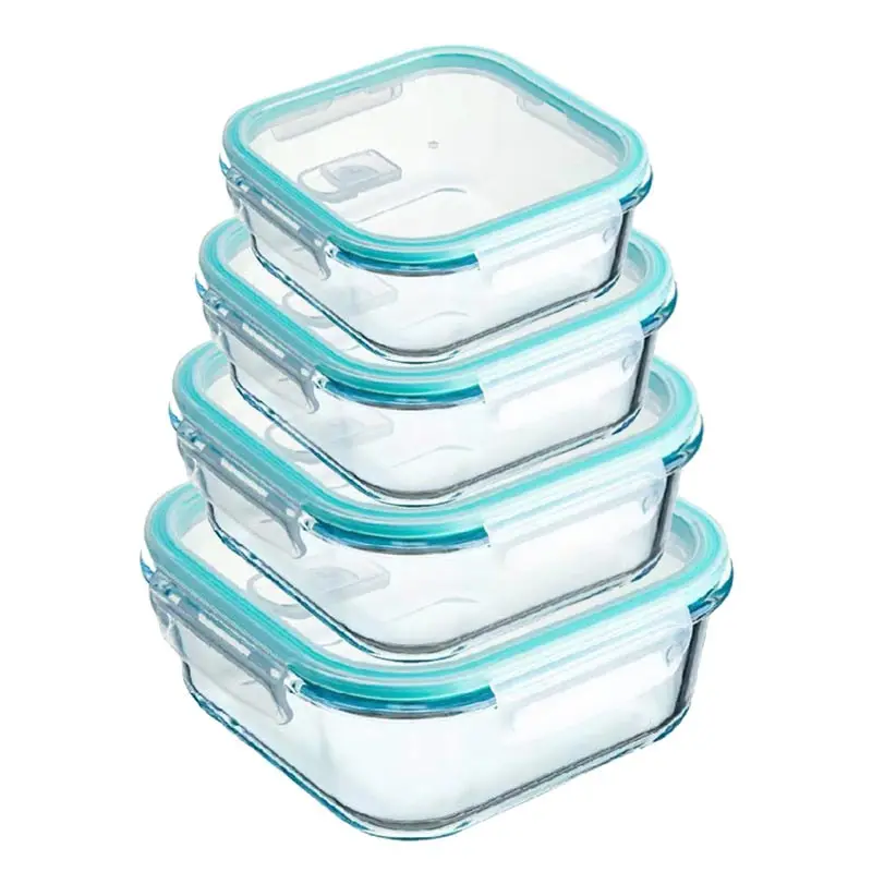 High Borosilicate Lunch Bento Set Heat-resistant Glass Lunch Sealed Box With Lid For Fresh-keeping Bowl Square Bento