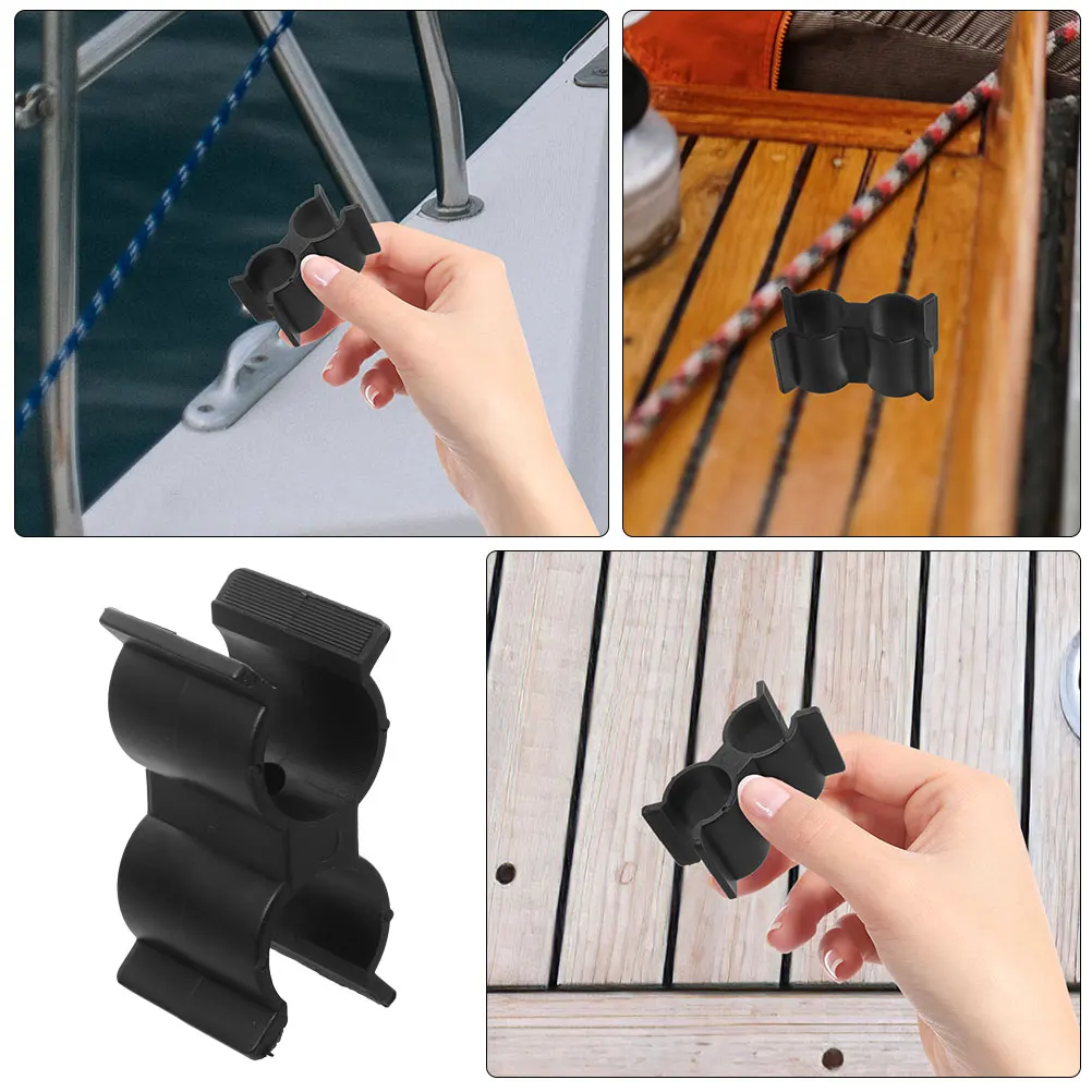 

2 Pcs Double Tube Clamp Accessories Boat Pipe Connector Accessory Deck Clamps Port Clip Nylon