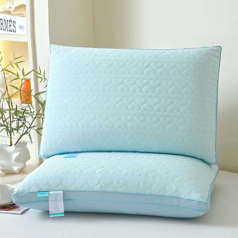 

1pc Blue Cooling Ice Silk Face Sleeping Pillow for Adult 경추 Neck Health Care Low Pillows Home Bed Cushion 48x74cm Drop Shipping