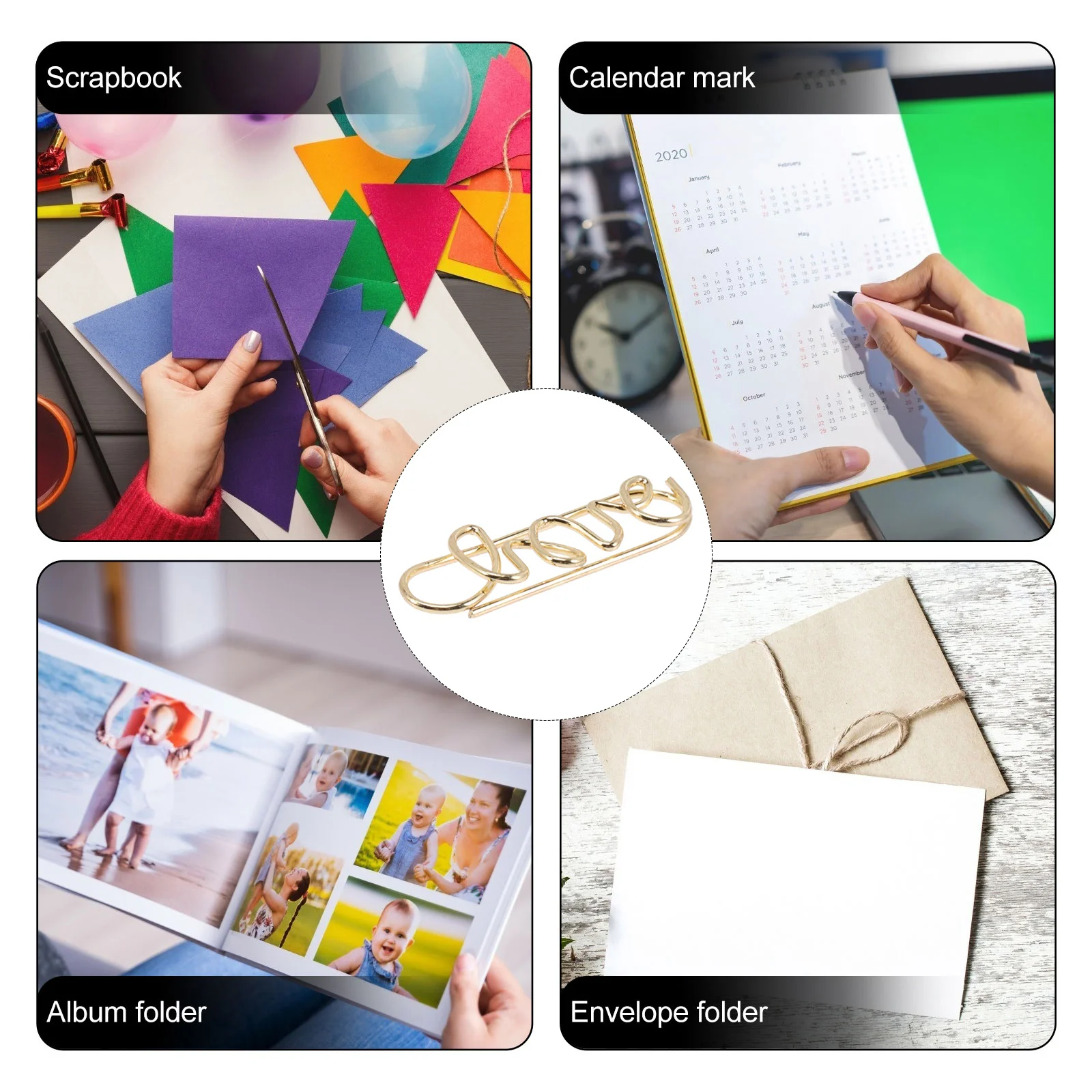 

100Pcs Novelty Shaped Paper Clips Love Design Small Metal Clips for Office School Home Organization Wedding Decor Rose Gold