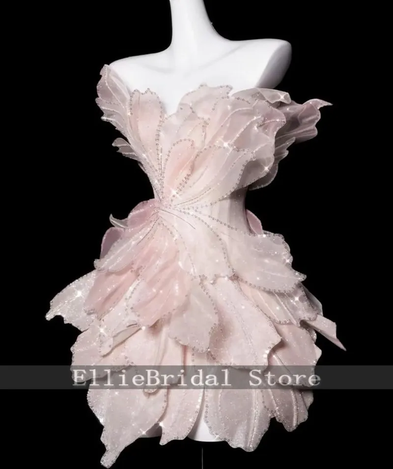 Romantisches rosa kurzes Ballkleid in A-Linie mit Pailletten, ärmellos, Geburtstagsparty-Kleider für Mädchen, Cocktailkleider 2026, individuell gestaltet