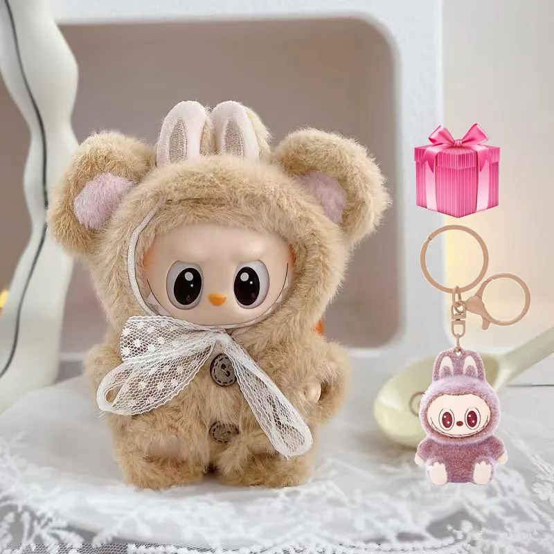 

Labubu Clothes Bear Overalls for 17cm Doll Outfit Accessories For Korea Kpop Exo Labubu Idol Clohtes+Hat+Gift/set