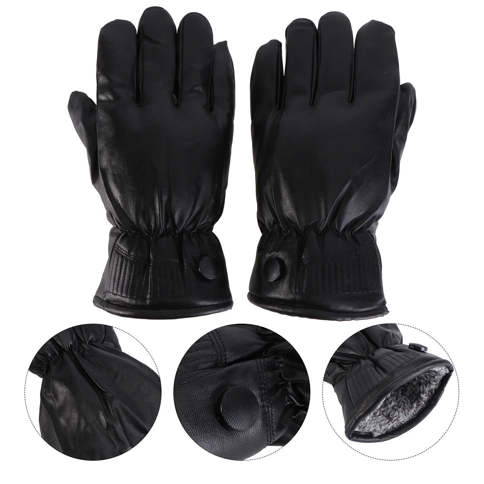 قفازات PU مضادة للكهرباء الساكنة، شتاء أسود دافئ للتزلج والمشي لمسافات طويلة والتسلق وحماية اليد الكاملة للأنشطة الخارجية