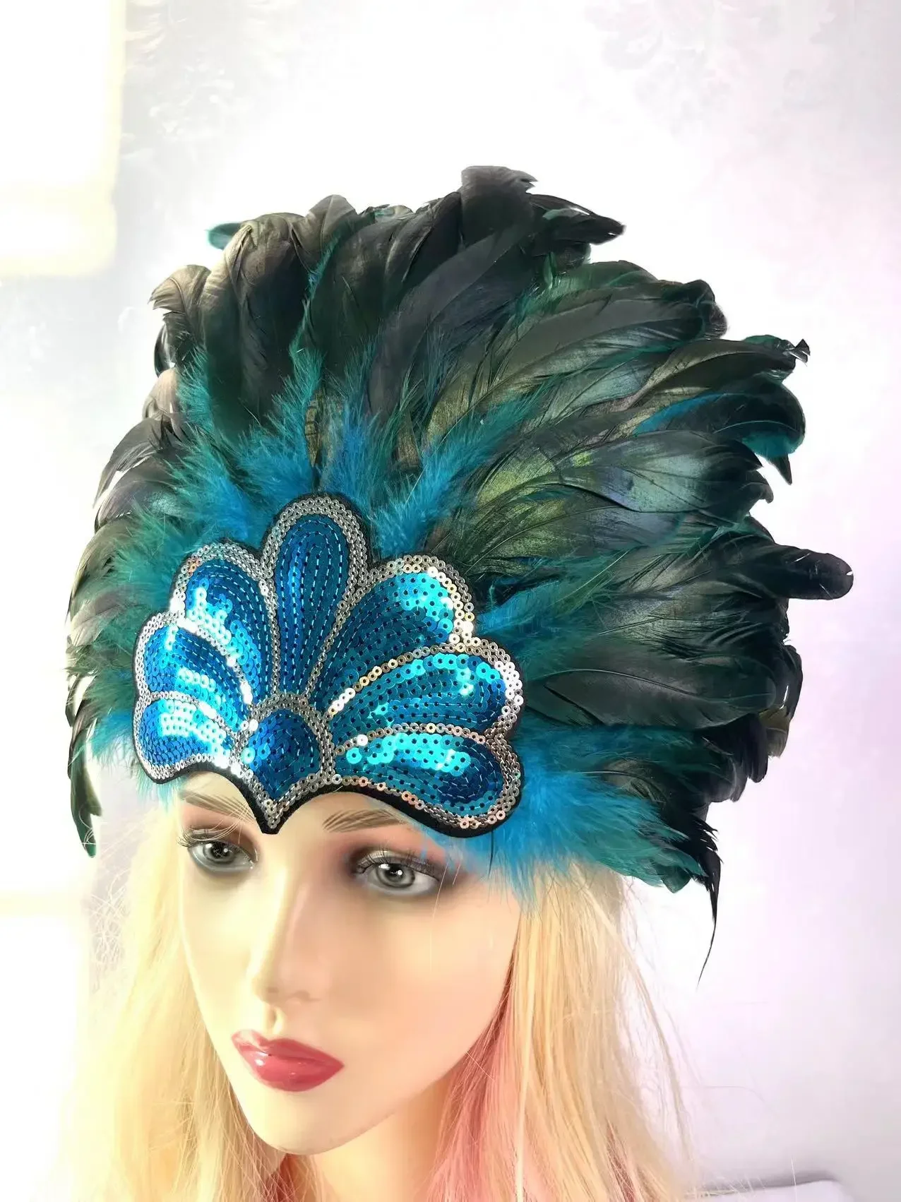 Copricapo di piume perfetto Copricapo di fascia per showgirl di Natale Copricapo di piume Charleston per feste di carnevale vintage Gatsby degli anni '20