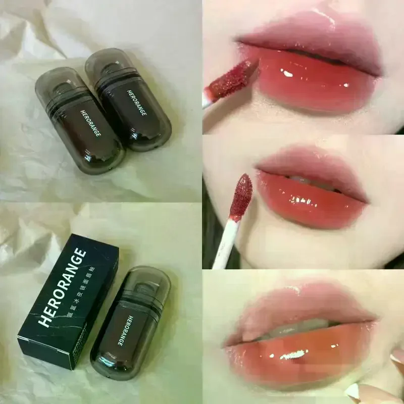 HERORANGE Zwarte Spiegel Lipgloss Blijvende Waterige Lip Glazuur Doorschijnend Donkerbruin Rode Vloeibare Lipstick Vrouwen Schoonheid Lip Cosmetica