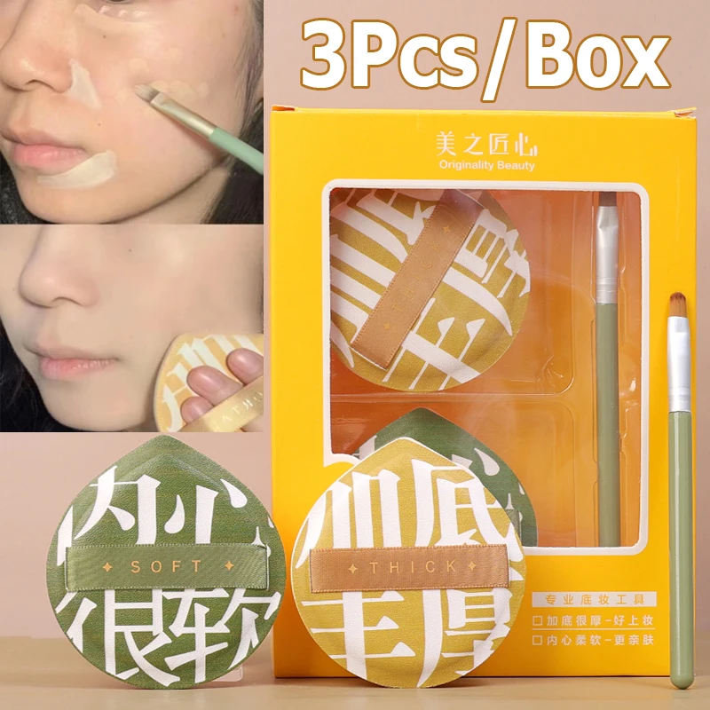 3 Stück weiche kosmetische Puff Concealer Pinsel Set runde Make-up Schwämme Baumwolle Luftkissen Puffs Foundation Puder Frauen Make-up-Tools