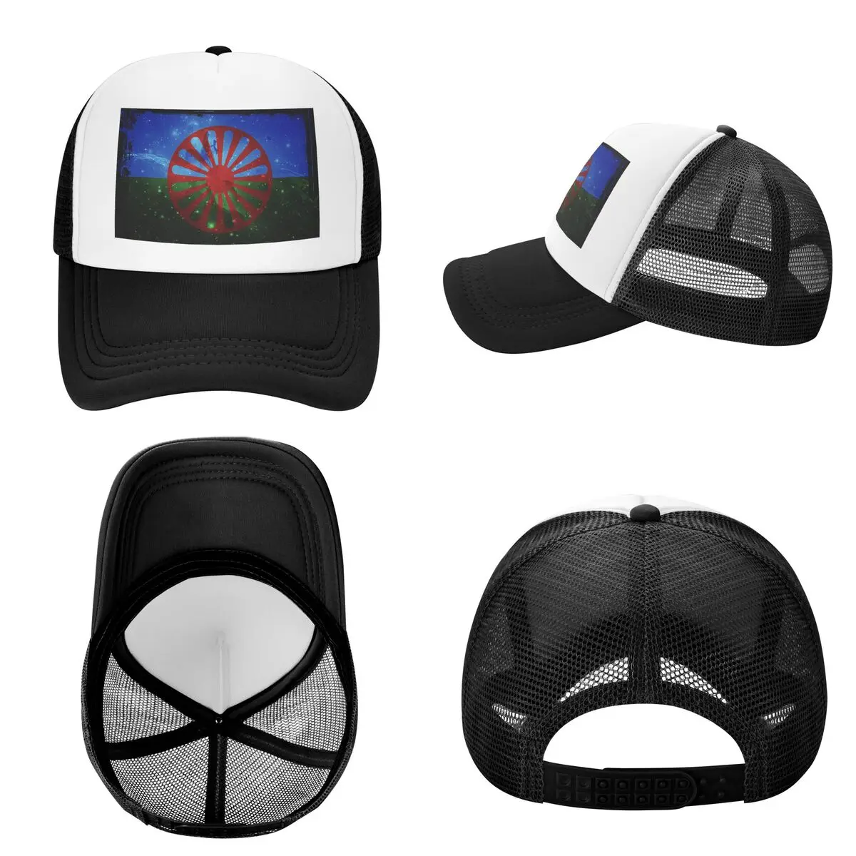Romany Gypsy Flag (5) Cap Casual Mesh Baseball Caps Adjustable Hat Hip Hop Summer Unisex Baseball Hats