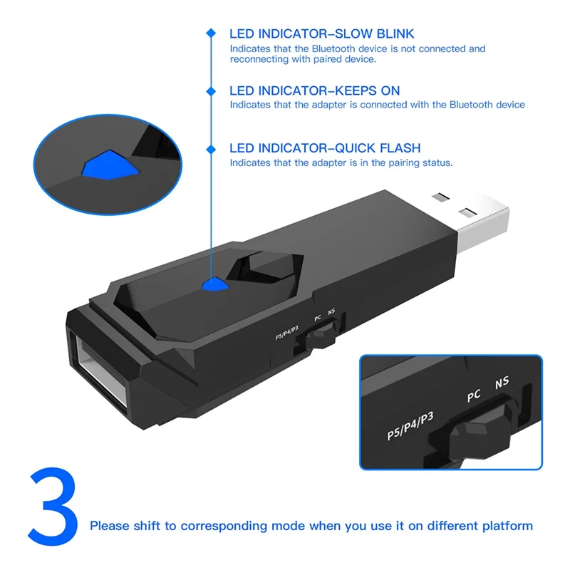 Wireless USB Konverter Für PS5 PS4 PS3 Schalter OLED Bluetooth Gamepad Game Controller Adapter Wired Controller Adapter