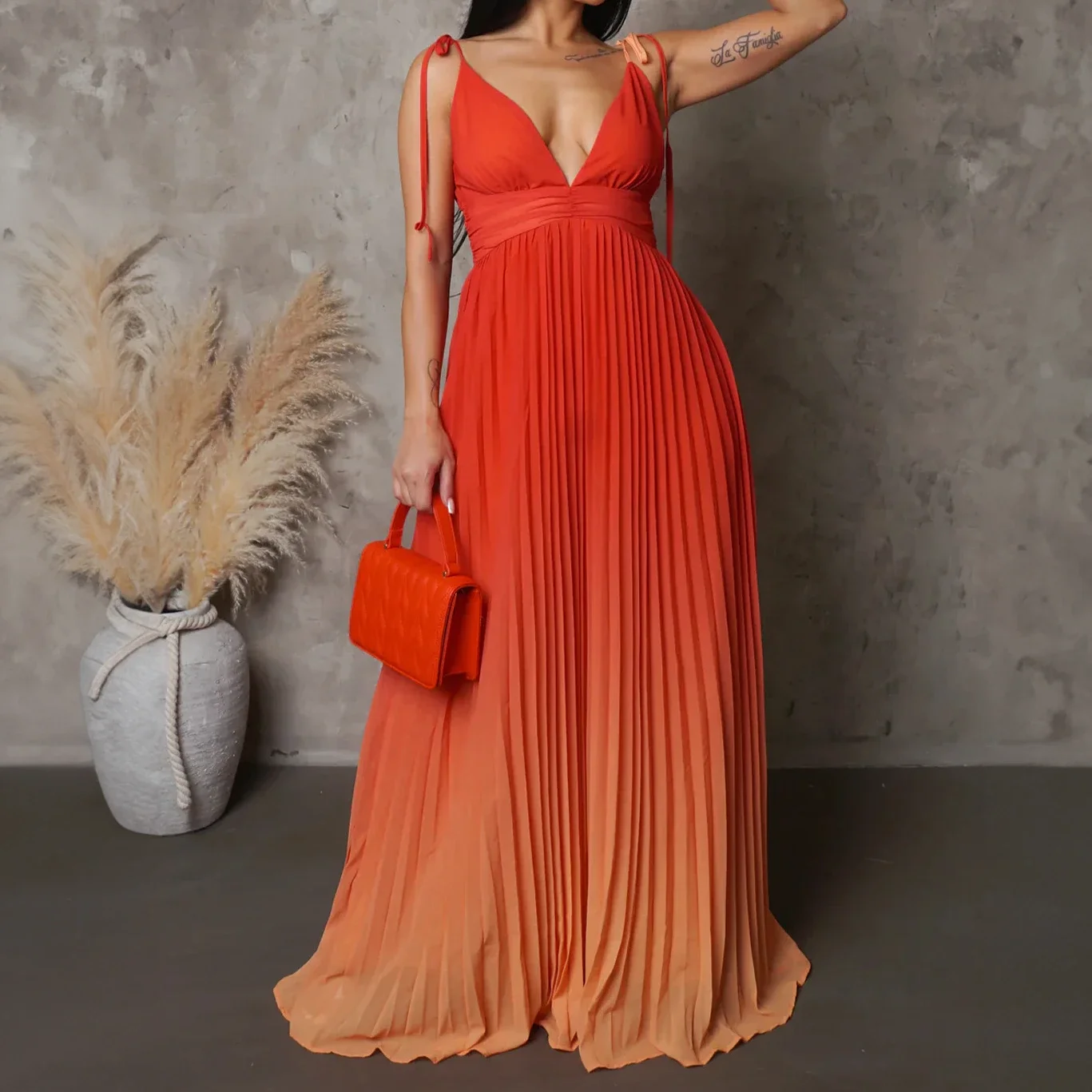 Womens Halter Dresses Sexy Drawstring Cocktail Elegant Party Dresses Gradient Summer Evening Dresses Fashion Long Prom Dress