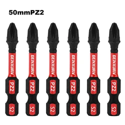 Geinxurn 2Inches Pozidriv #2 PZ2 Impact  Tough  Screwdriver Power Bit  Set, S2 Alloy Steel Screwdriver Bits Set