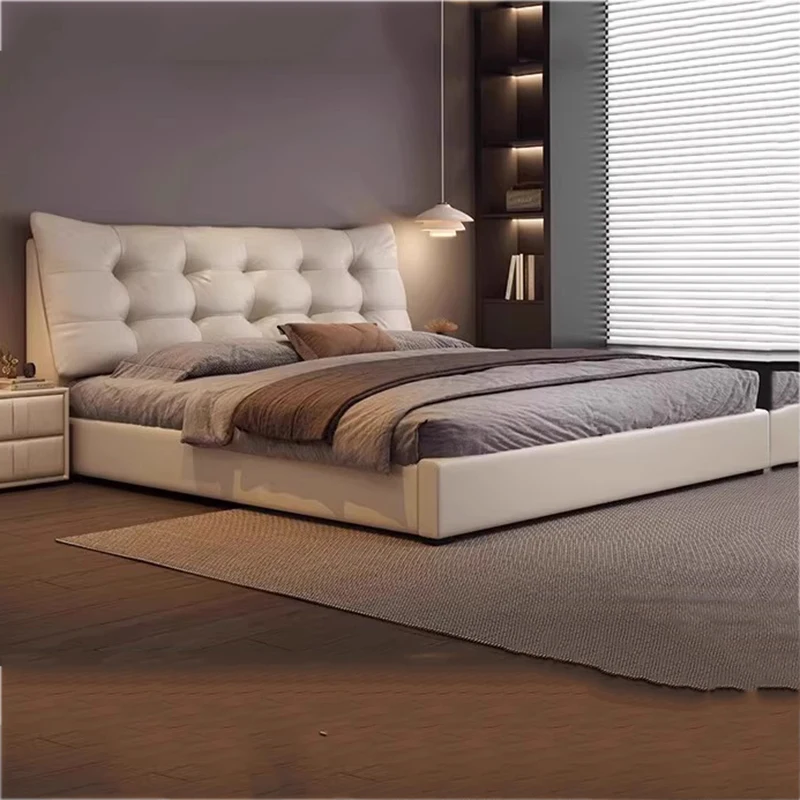 Leather Base Sheets Double Bed Black Minimalist Modern Luxury Double Bed Frame Storage Cheap Cama Doble Bedroom Furniture Set