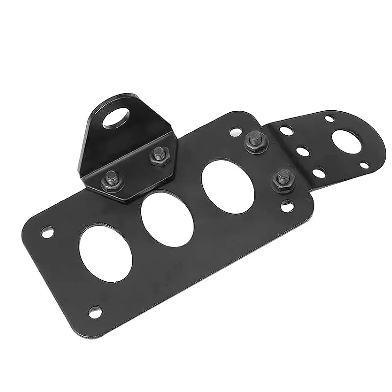 Black Motorcycle License Plate Side Mount Holder Bracket Tail Brake Light Universal Fit