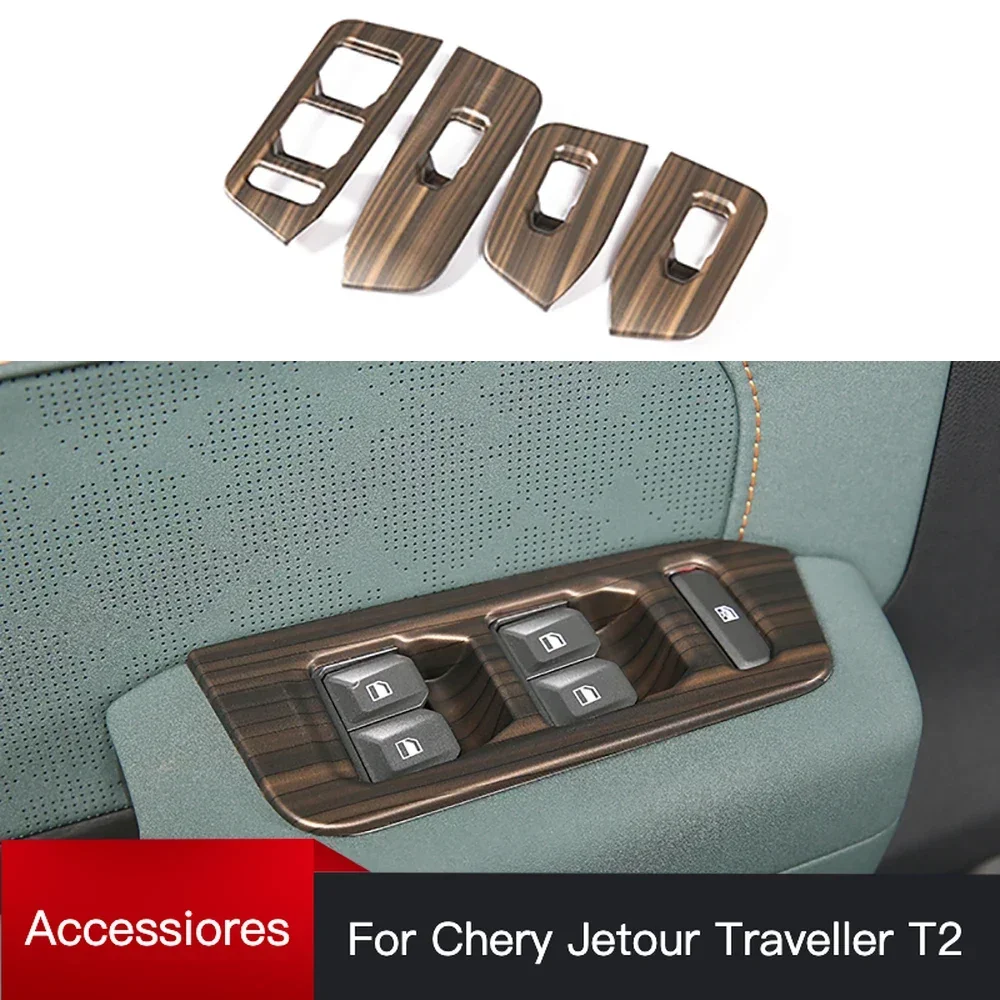 cherry Jetour Traveler T2 2023 2024 Jetour T2 ABS Wood Grain Door Window Lift Panel Decoration Cover