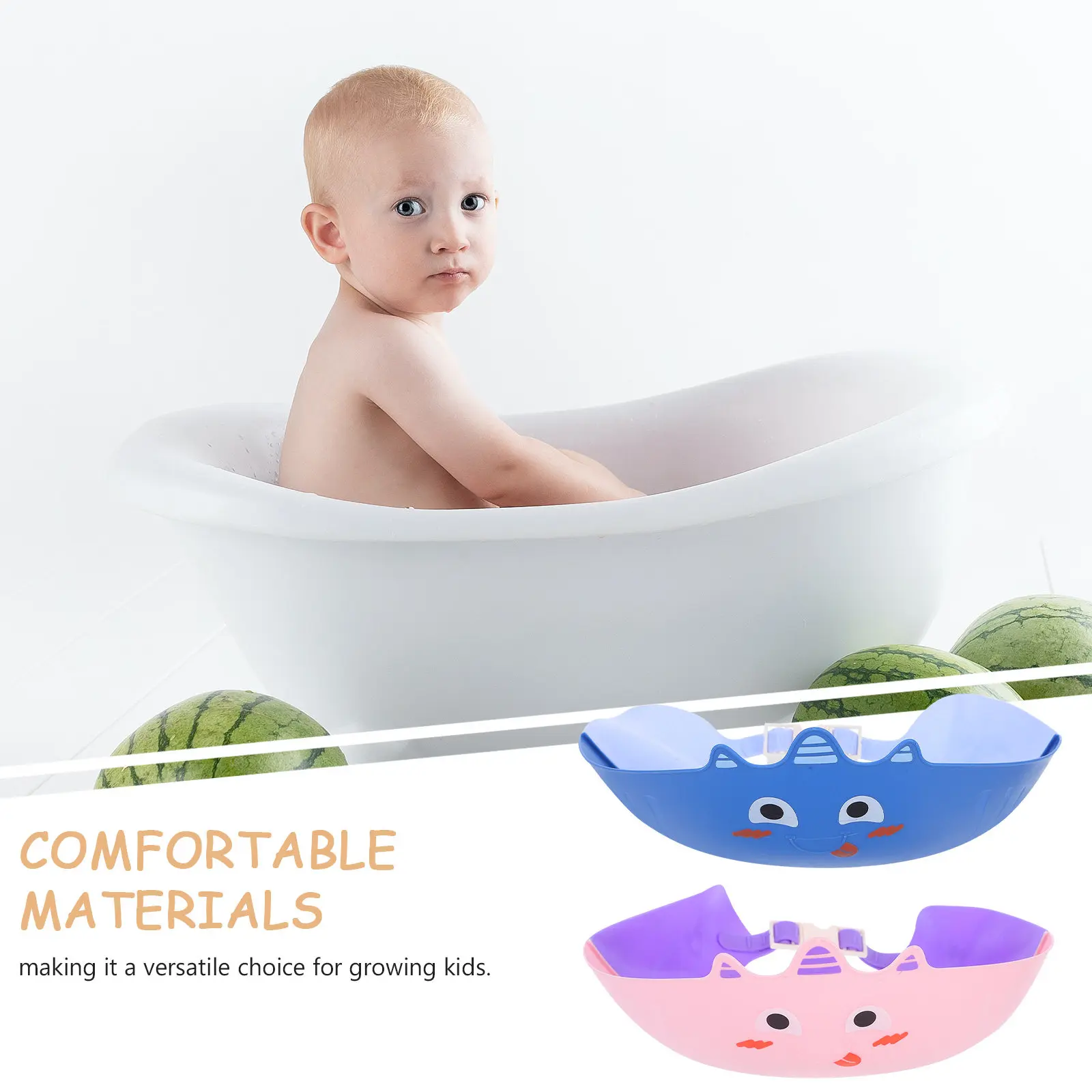 

2 шт. Детские регулируемые шапочки для душа с милым мультяшным дизайном, защита для волос и глаз при мытье головы, козырек для малышей, защита ушей, для мытья головы шампунем