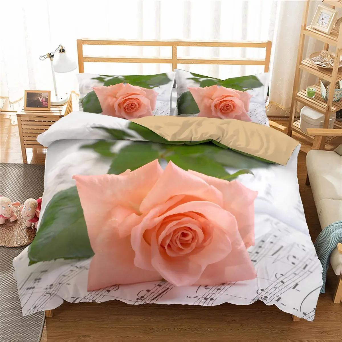 

Valentine's Day Gift 3d Rose Duvet Cover+pillowcases Wedding Decoration Bedding Sets Red Pink Flower Bedroom Comforter Cover