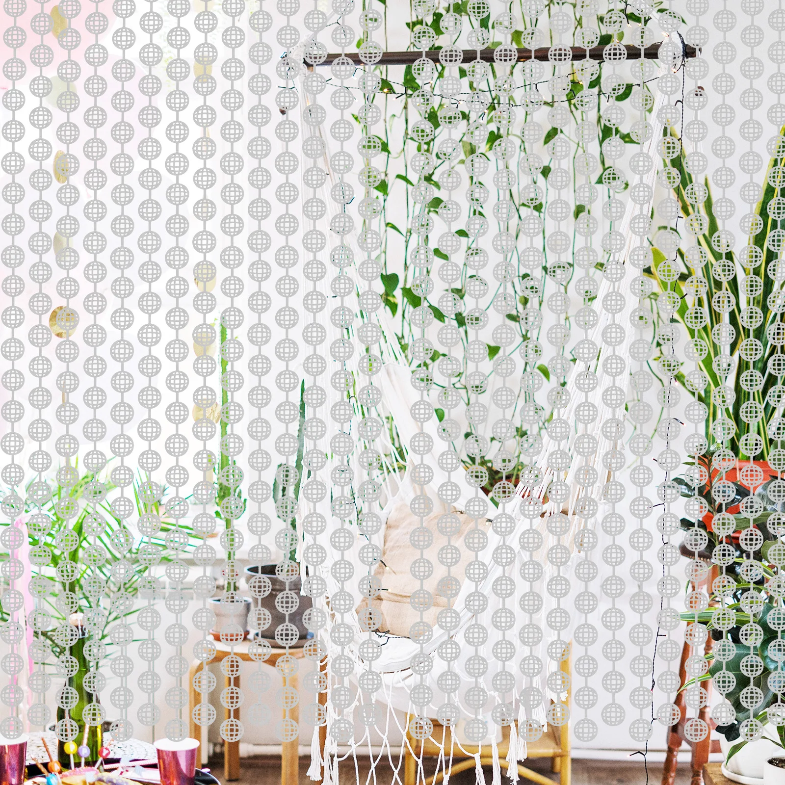 

Disco 1Mx2M Silver Fringe Backdrop Photo Prop Birthday Party Supplies Bachelorette Decorations Foil Curtain PET