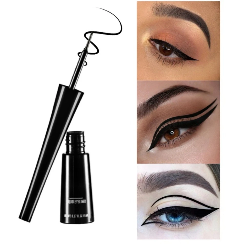 3-kolorowy matowy eyeliner w kolorze szaro-niebieskim czarnym do szarego wyglądu Wodoodporna, odporna na blaknięcie formuła Łatwy w aplikacji pędzel do eyelinera w płynie