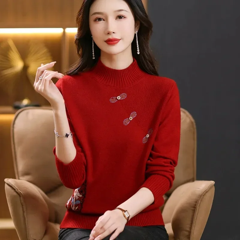 Turtleneck Sweater Women Fashion 2024 New Stretch Tops Women Knitted Pullovers Long Sleeve Bottoming Knitted Sweater