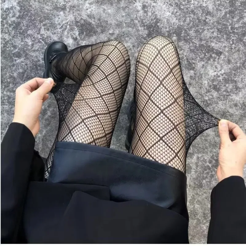 لوليتا بنات أسود منقوشة الجوارب النساء مثير القوطية الشرير شبكة صغيرة شبكة السمك صافي جوارب طويلة جوارب الجسم ملهى ليلي هدايا الحفلات #3