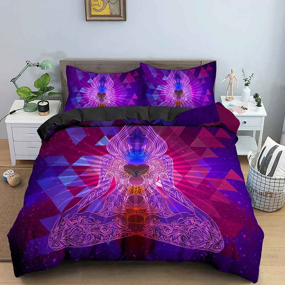 

Seven Chakras Buddha Mandala Comfortable Duvet Quilt Cover Pillowcase Bedding Set Children Bedroom Decoration Home Textile