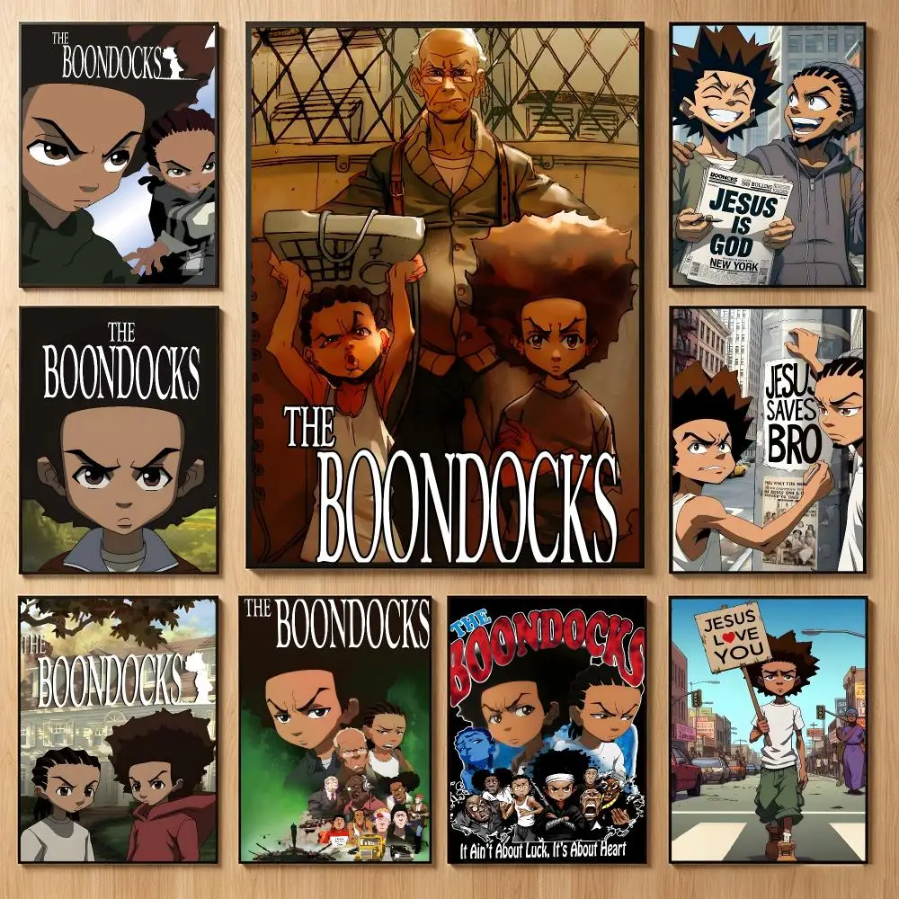Satirical Cartoon T-The Boondocks Poster Classic Self-Adhesive PP Wall Sticker for Living Room Bar Decor Gift