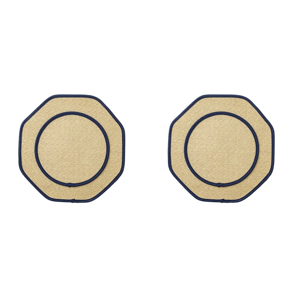 

2Pcs Vintage Round Table Placemat Linen Protective Kitchen Mats Spill Proof Anti-scalding Table Mats Dining Tables