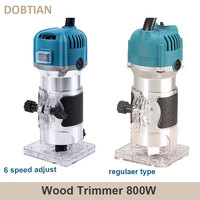 800W Electric Trimmer 33000RPM Compact Wood Router Tool Copper Motor 6-Speed Adjustable Woodworking DIY Trimming Milling Machine