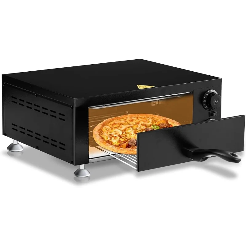 ROVSUN Electric Pizza Oven, 110V 1100W Stainless Steel Pizza Baker with Auto Shut-off, Handle, Removable Crumb Tray, Countertop