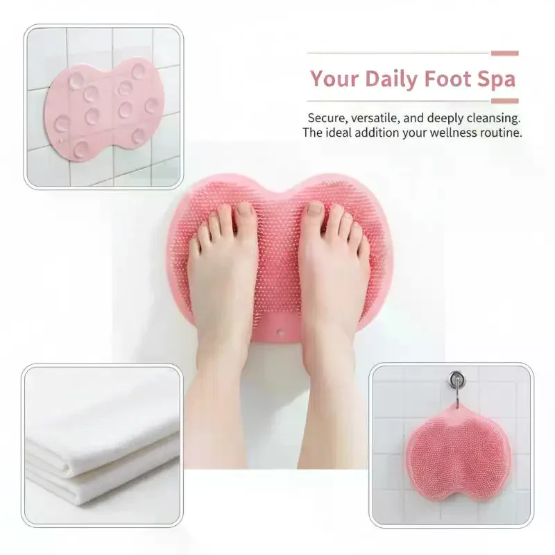 Foot Scrubber Mat for Shower Non Slip Wall Mounted Exfoliating Bath Wash Pad Back Washer for Elderly and Family Use