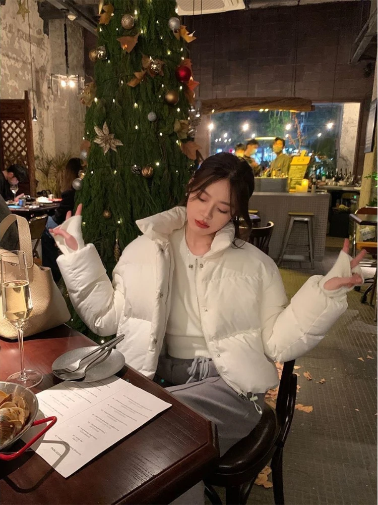 Korean Hot Girl High Waist Cotton Robe Autumn/Winter Fashion Stand up Collar American retro Hot Girl Bread Cotton Robe