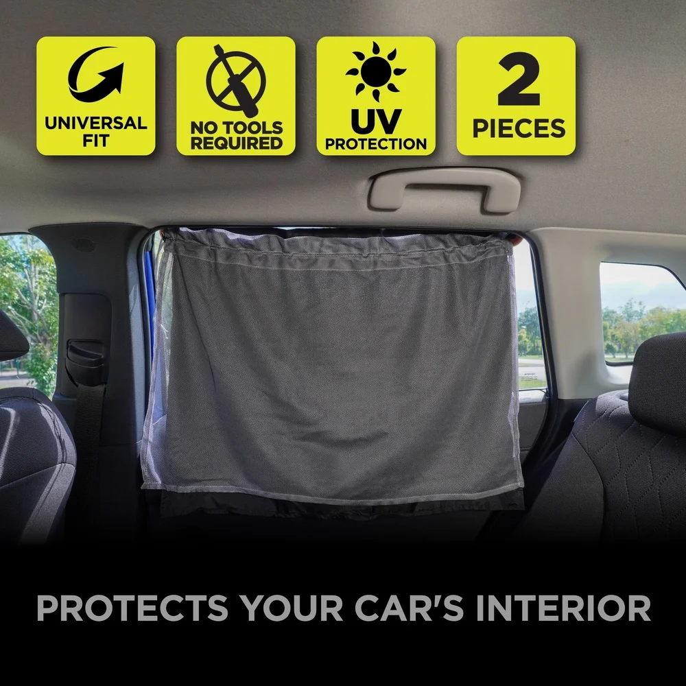 Universal Side Window Suction Cup Car Curtain Sun Shade Double Layer UV Protection Privacy 2 Counts Easy Storage Vehicle