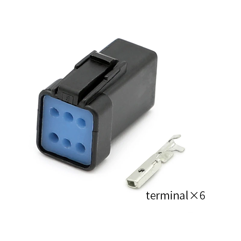 

06R-JWPF-VSLE Black 6-hole wire micro automotive connector waterproof plug female end SWPR-001T-P025
