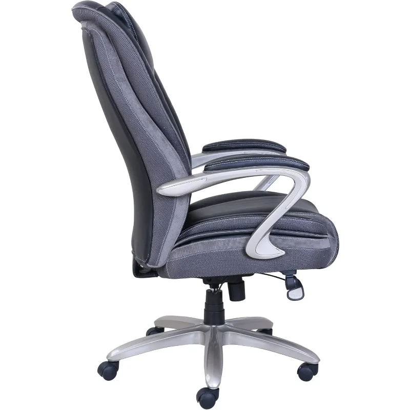 Serta® Smart Layers™ Hensley Big & Tall Ergonomic Bonded Leather High-Back Office Chair, Black/Silver