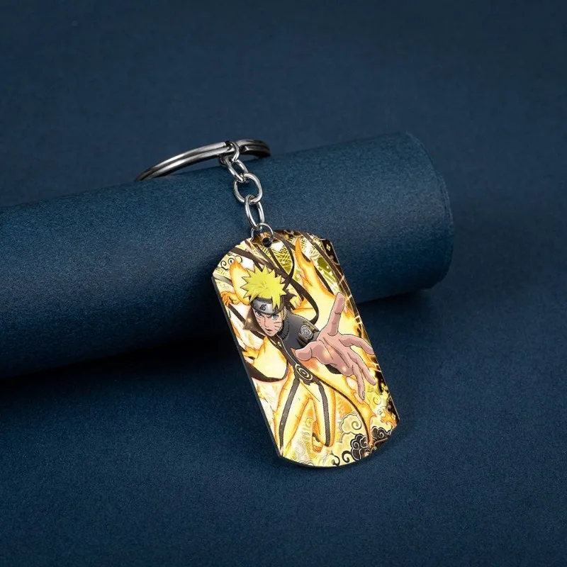 سلسلة مفاتيح ناروتو أنيمي من التيتانيوم الصلب علامة كلب عسكرية مع طباعة ملونة ملحقات تنكرية هدايا رائعة للأصدقاء