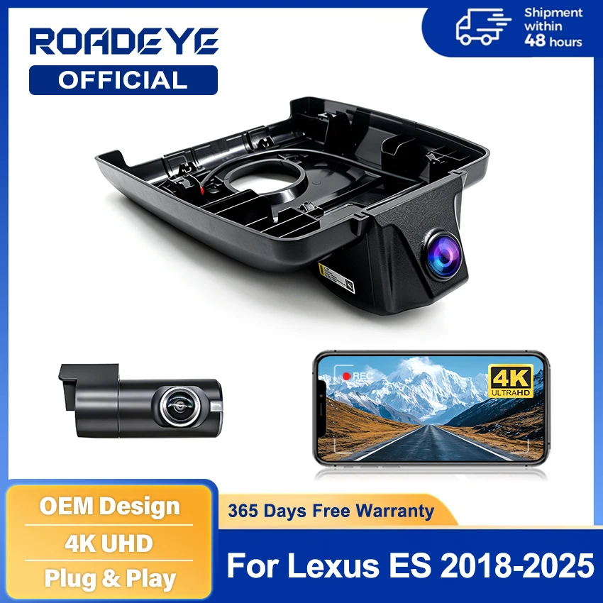 for Lexus ES ES200 ES250 ES300 2018-2025 4K UHD 2160P Car DVR Dash Cam Camera Night Vision Recorder Plug and Play
