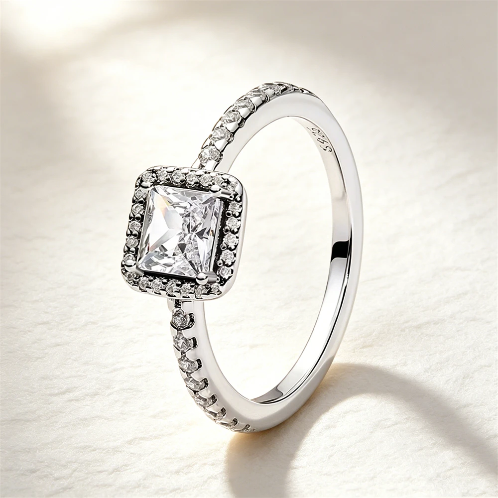 S925 Silver Stackable Cubic Zirconia Exquisite Heart shaped Star Flower Wedding Ring Fashion Rose Couple Women's Jewelry Gift - view 3
