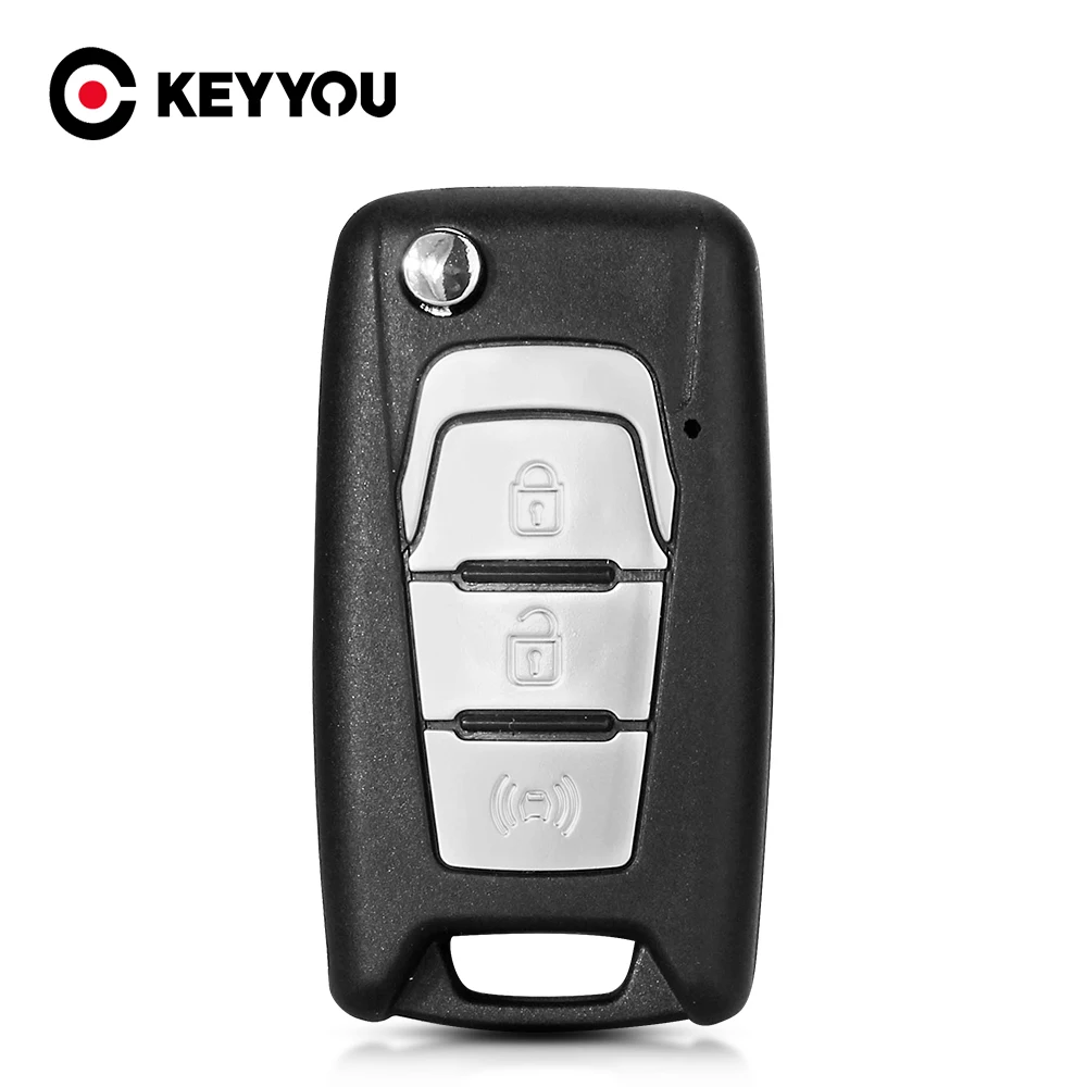 KEYYOU NEU Für SsangYong Korando Actyon C200 2016 2017 NEUES Klappbares Fernbedienungs-Autoschlüsselgehäuse mit 3 Tasten
