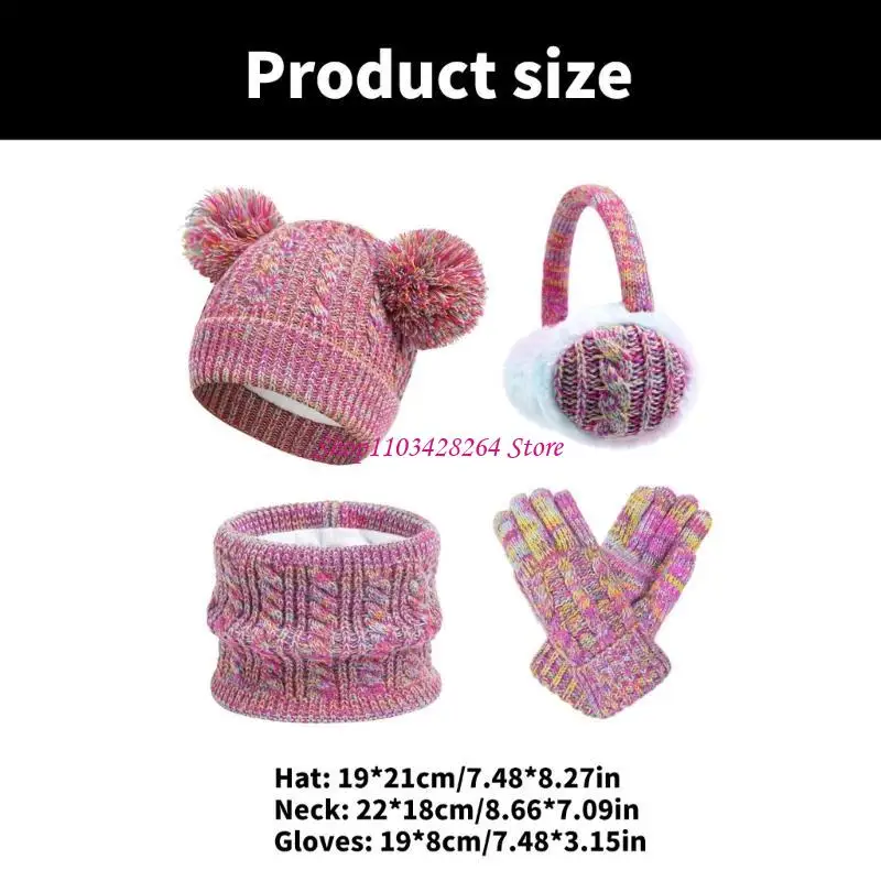 Boy Girls Winter Hat Scarf Gloves Earmuffs Set Soft Outdoor Gears Comfortable view 6