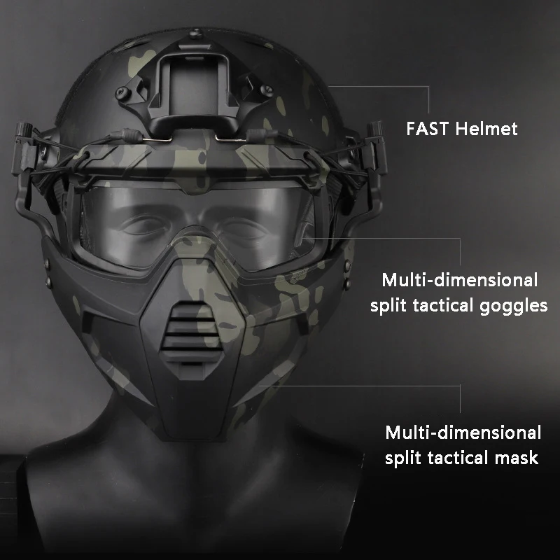 Multi-dimensional Split Tactical Mask and Fast Helmet Set, Film Television Props, Outdoor Equipment, Give Away Helmet Cover