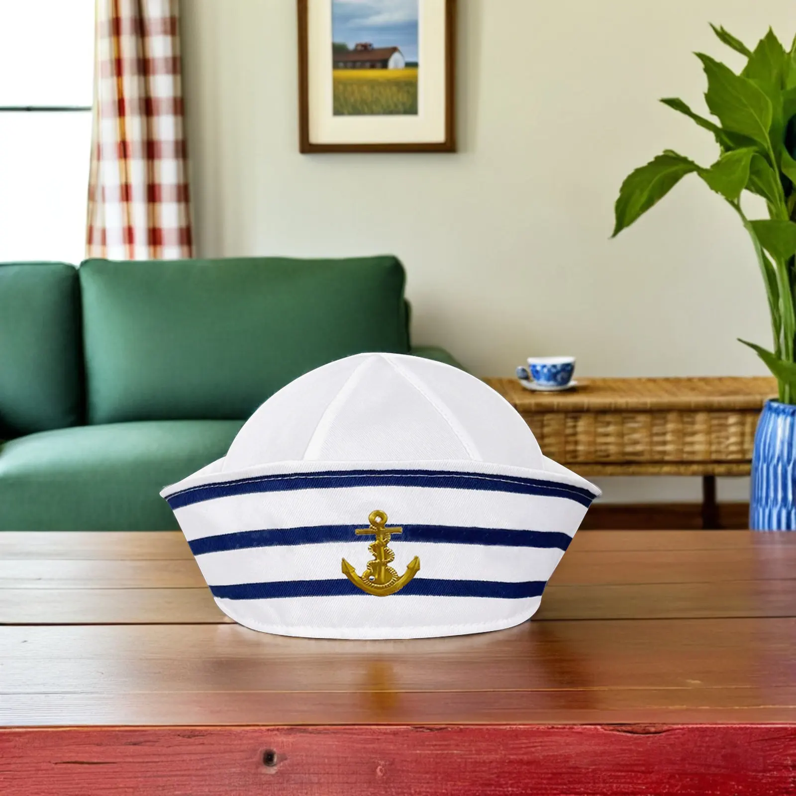 Chapeau de marin rayé bleu et blanc pour hommes et femmes, chapeau de capitaine, accessoire de costume de cosplay, accessoire de spectacle sur scène, 1 pièce