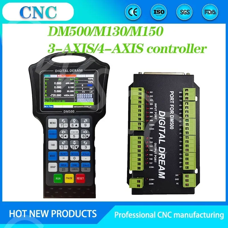 Shipping 4-Axis Handheld CNC Motion Control System DM500T4/M150 Engraving Machine Controller G Code Breakpoint Processing