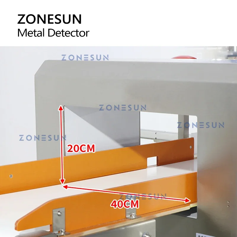 ZONESUN ZS-MD1 Metal Detector Checker Ferreous Nonferreous Steel Impurity Rejected Rejection Bin Food Production Process