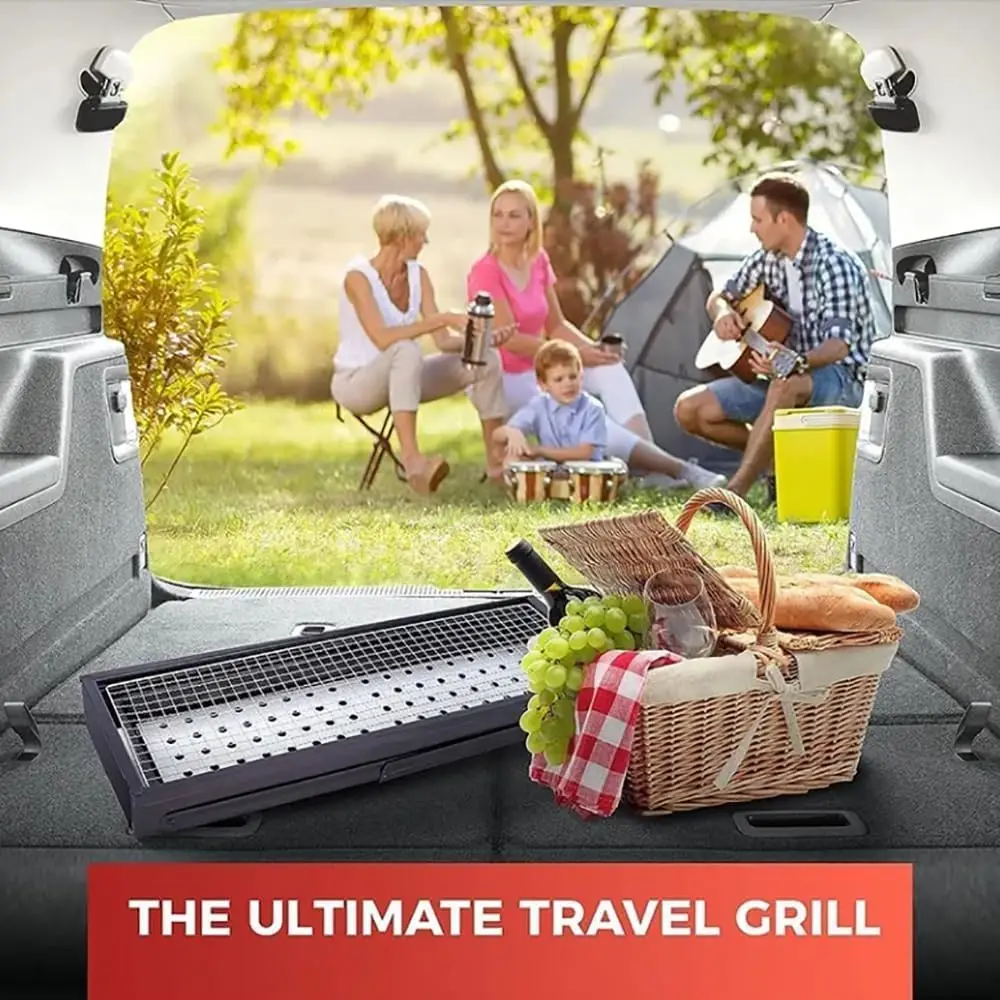 ポータブルチャコールグリル、アウトドアクッキング用ポータブル卓上BBQ |   キャンプ、ハイキング、ピクニック、旅行用のコンパクトな折りたたみグリル