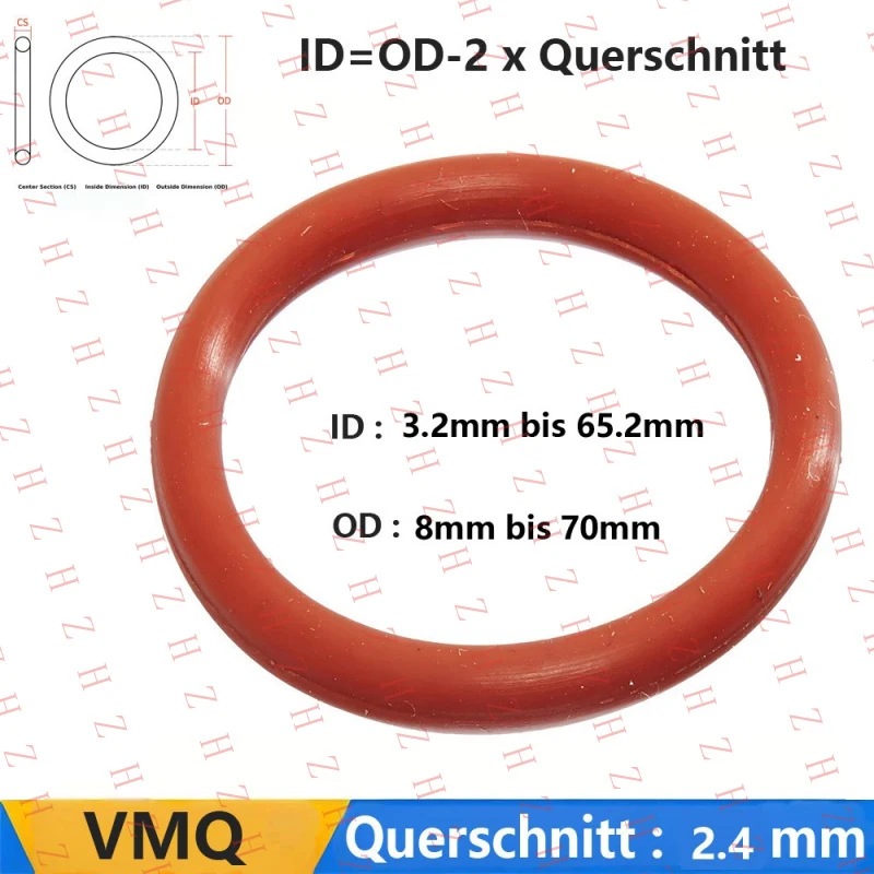 

Красные силиконовые резиновые уплотнительные кольца U+ метрического типа, пищевые, с сечением 2,4 мм, внутренний диаметр 3,2-65,2 мм【Оптовые продажи, сообщите продавцам】
